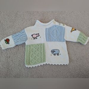Hanna Andersson Roll Neck Cableknit Sweater Animals Knit Size 6-12 Months 70